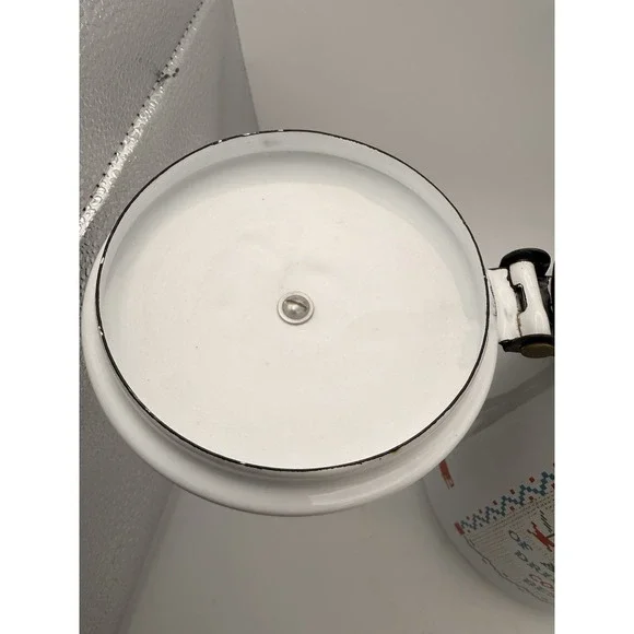 Vintage 9" Enamel Coffee Hot Water Pot, Berggren Hinged, Swedish D13 - Picture 7 of 12